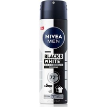 1001 Erkek Sprey Deodorant Black&white Invisible Original 150 Ml,72 Saat Anti-Perspirant Terleme ve Ter K