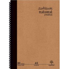1001 Natural Journal A5 Spiralli Sert Kapak Defter – 80 Yaprak (160 Sayfa), Kareli– Günlük, Ofis ve