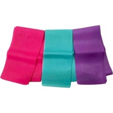 1001 Pilates Bandı Seti – 3’lü Egzersiz Lastiği Mor Pembe Mavi 94X7 cm Jimnastik ve Aerobik Bant