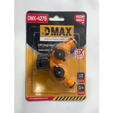 1001 DMX-4279 Çift Çıkışlı Vanalı Musluk Adaptörü, 1/2 ve 3/4 Uyumlu, Profesyonel El Aleti