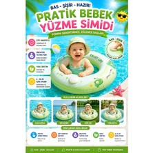 1001 Maytoys Bebek Yüzme Simidi Bas Şişir Pratik Ebeveyn Tutma Yerli Çift Emniyetli Yeşil Simit