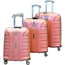 1001 Accord Kırılmaz Pp Valiz Pudra Pembe 3'lü Set
