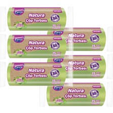 1001 Natura Çöp Torbası Orta Boy 15'li 55 x 60 cm Altılı Paket