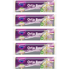 1001 Premium Büzgülü Çöp Torbası Limon Kokulu 15'li Orta Boy 55 x 60 cm Beşli Paket