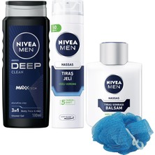 1001 Men Erkek Deep Dimension Duş Jeli 500ML, Hassas Tıraş Jeli ve Tıraş Sonrası Balsam 100ML, Lif