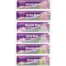 1001 Büzgülü Çöp Torbası Kokulu Büyük ve Orta Boy 6 Paket
