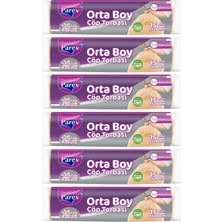 1001 Büzgülü Çöp Torbası Vanilya Kokulu Orta Boy 15'li 55 x 60 cm Altılı Paket