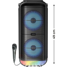 1001 1800 Mah 6,5"x2 Mikrofonlu LED Işıklı Bluetooth Hoparlör Bts-95