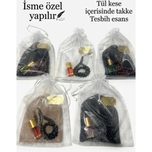 SHR Tasarım 25 Adet Tülkese Içerisinde Takke Tesbih Esans Hac Umre Mevlüt Hediyelği Isme Özel Yazılır