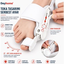 1001 Halluks Valgus Düzeltici Aparat, Ayarlanabilir 0°-40°, Silikon Pedli, Abs Destekli Ortopedik Baş