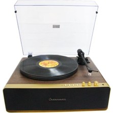 1001 Crownwell Vegas Plus Gold Bluetooth Pikap, Ahşap Kasa, Retro Tasarım Plak Çalar