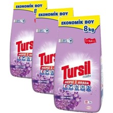 1001 Tursilmatik Leylak Bahçesi Toz Çamaşır Deterjan 8 Kg, Leylak Bahçesi 8kg (3 Paketi)