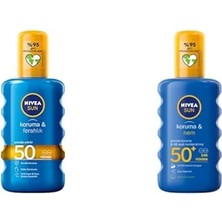 1001 Sun Spf 50 Koruma & Ferahlık Transparan Güneş Spreyi (200ML) ve Nıvea Sun Spf 50+ Koruma & Nem G�