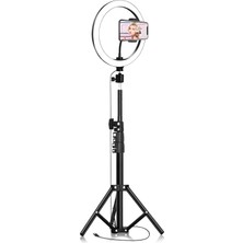 1001 Ring Light 26CM Halka Işık + Tripod Ayak – Bluetooth Uzaktan Kumandalı – 3 Işık Modu & 10 P