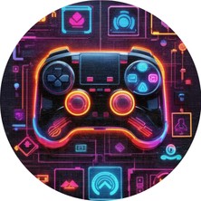 1001 Gampe Kadife Oyuncu Odası Halısı Kaymaz Pamuk Tabanlı Yıkanabilir Antibakteriyel Yuvarlak Gamer