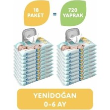 1001 Yenidoğan Islak Mendil 18X 40 Adet, 720 Yaprak, Beyaz