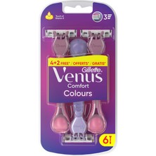 1001 Venus Comfort Colours Kadın Tıraş Bıçakları, 6 Kadın Tıraş Bıçakları