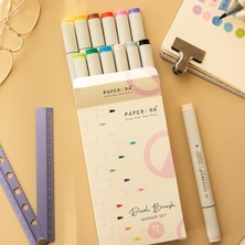 1001 12’li Çift Uçlu Alkol Bazlı Marker Kalem Seti – Brush + Chisel
