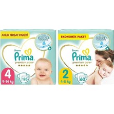 1001 Bebek Bezi Premium Care 4 Beden 126 Adet Maxi Aylık Fırsat Paketi & Prima Bebek Bezi Premium Care