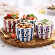 1001 Love Yourself 4'lü Seramik Kase 8 cm - Tatlı, Granola ve Dondurma Sunum Kasesi