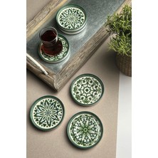 1001 Tabakevi Tabak Evi Stoneware Mozaik Green Sefa 6 Lı Çay Tabağı 10CM