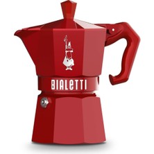 1001 Moka Exclusive: 3 Cups Ocak Üstü Espresso Pişirici - 130ML - Kırmızı Renk - Alüminyum Gövde
