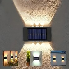 1001 Güneş Enerjili Dış Mekan Duvar Lambası - 6 LED Çift Yönlü Bahçe Aydınlatması, Güneş Pan