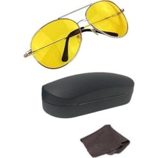 1001 Prime UV400 Metal Çerçeveli Gece Sürüş ve Sis Gözlüğü Sarı Camlı Aviator Stil Anti Far Ge