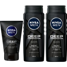 1001 Men Deep Dimension Yüz ve Sakal Temizleme Jeli 100 ml + Nıvea Men Deep Dimension Duş Jeli 500 ml x