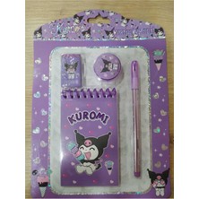 1001 Sanrio Lisanslı Kuromi Kırtasiye Seti, 4'lü, Mor