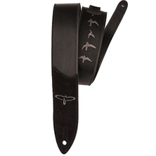 1001 Guitars Premium Deri 5 cm Askı Işlemeli Kuşlar, Siyah (ACC-3166)