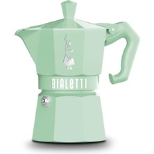 1001 Moka Exclusive: 3 Cups Ocak Üstü Espresso Pişirici - 130ML - Yeşil Renk - Alüminyum Gövde - Pa