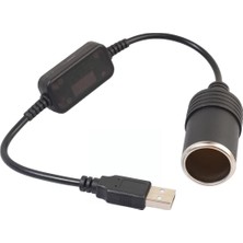 1001 USB 2.0 5 Volt - 2 Amper To 12 Volt - 0.8 Amper Çakmak Fişi Dişi Çevirici