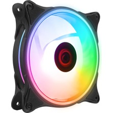 1001 Glare F50 12CM Rainbow LED Kasa Fanı 38CFM 1200RPM 3p+4p Molex Soketli Siyah