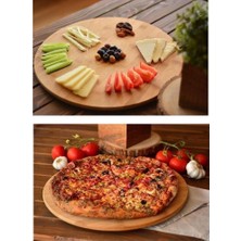 1001 36CM Dönerli Bambu Yuvarlak Pizza ve Sunum Tepsisi, 360 Derece Dönebilen Kahvaltı Sunum, Pizza Su