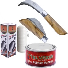 1001 Bayram Aşı Bıçağı 22 cm No:3 + Aşı Macunu + Aşı Bandı (3'lü Paket)