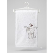 1001 TINYCARE%100 Pamuklu, Nakışlı, Hipoalerjenik Bebek Çocuk Banyo Havlusu- Yumuşak Doku, Beyaz, 85