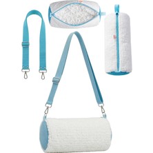 1001 Plaj ve Havuz Çantası, Silindir Şekilli, Ayarlanabilir Omuz Askılı, Seyahat Çantası, Beyaz ve