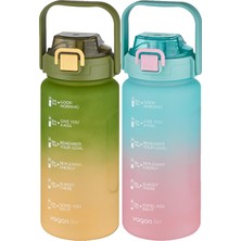 1001 2'li Ekonomik Motivasyon Matara Seti 1500 ml Büyük Boy 4 Farklı Renk Seçeneği Fiftyfifty