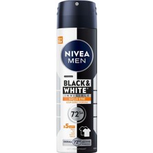 1001 Erkek Sprey Deodorant Black&white Invisible Güçlü Etki 150 Ml, 72SAAT Anti Perspirant Terleme ve