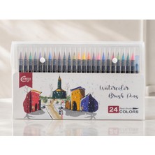 1001 24 Renk Sulu Boya Fırça Kalemi Seti – Watercolor Brush Pens, Su Hazneli Fırça Kalemli