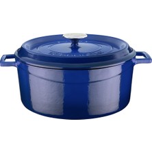 1001 Döküm Yuvarlak Tencere, Trendy, 28 Cm, 6.71 L Hacim, Mavi