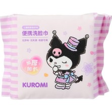 1001 Sanrio Lisanslı Kuromi Inci Dokulu Kuru Mendil –%100 Viskon Yumuşak ve Emici Bakım Mendili (25