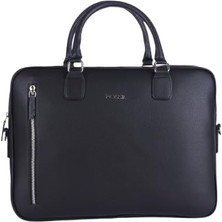 1001 2036 Vegan Deri Laptop Çantası Evrak Çantası Unisex Şık Tasarım Siyah