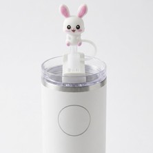 1001 Sevimli Tavşan Figürlü Tumbler Kapak Süsü, Stanley ile Uyumlu Pipet Koruyucu Aksesuar, Pipet T�