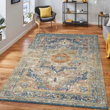 1001 Kenzie Kadife Pamuk Tabanlı Yıkanabilen Kaydırmaz Antibakteriyel Salon Halısı 80X150