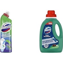 1001 Tuvalet Temizleyici Renk Değiştiren Tuvalet Uzmanı Kireç Çözücü 750 ml 1 Adet ve Domestos Y�