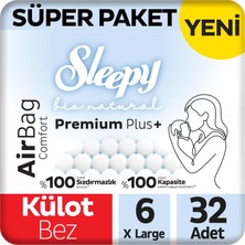 1001 Bio Natural Premium Plus Airbag Comfort Süper Paket Külot Bez 6 Numara Xlarge 32 Adet