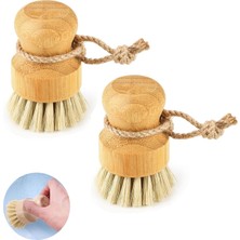 1001 Aputure Bambu Bulaşık Fırçası, Mutfak Için 2 Parça Bulaşık Fırçası Seti, Doğal Ahşap