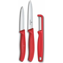 1001 6.7111.33C1 Swiss Classic 3lü Bıçak ve Soyacak Set, Kırmızı